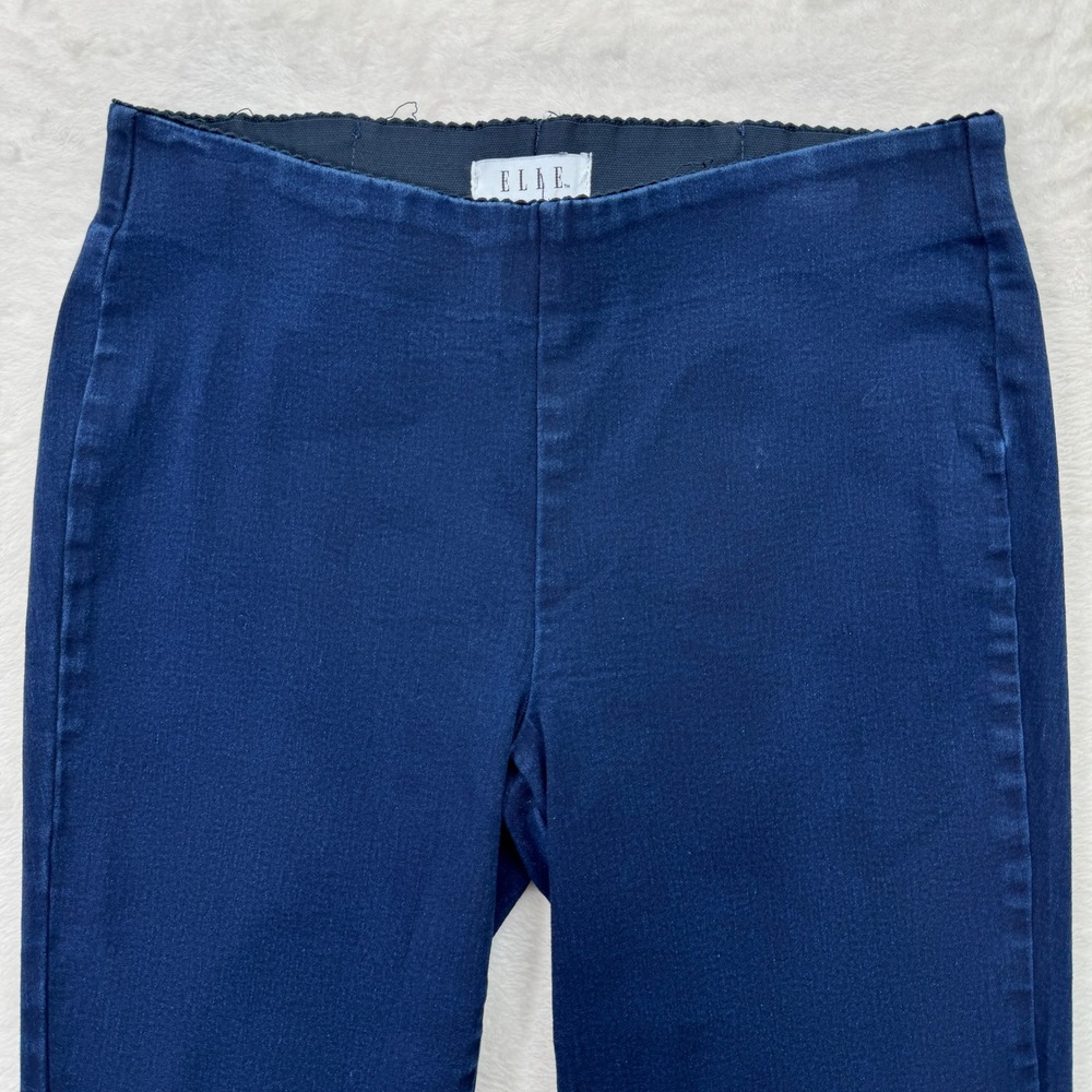 ELLE Pants Womens L Navy Blue Pull On Straight‎ Leg Stretch High Rise Career - Picture 2 of 12